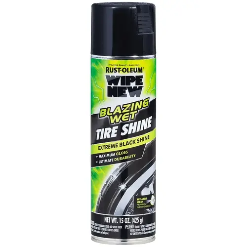 Blazing Wet Tire Shine, 15 fl-oz Can, Liquid, Solvent-Like Black