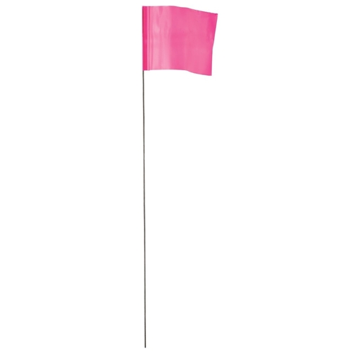 Stake Flag, 21 in L, Pink, Plastic/Steel - pack of 100