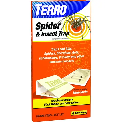 Spider and Insect Trap, Solid, Mild, 10 in L Trap, 4 in W Trap, Clear - pack of 96