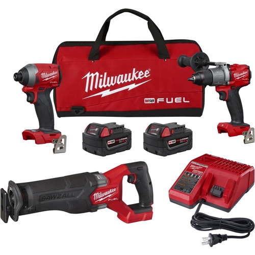 Milwaukee 2998-23 M18 FUEL Combination Kit, Battery Included, 18 V, 3-Tool, Lithium-Ion Battery