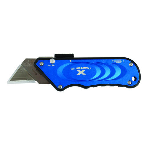 Turbo Knife, 1.18 in L Blade, 4.06 in W Blade, Ergonomic Handle, Blue Handle