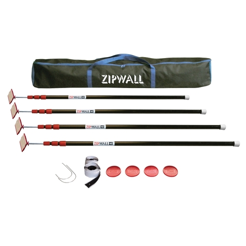 Zipwall ZP4 ZipPole Dust Barrier Pole, Spring-Loaded, 10 ft L, Stainless Steel