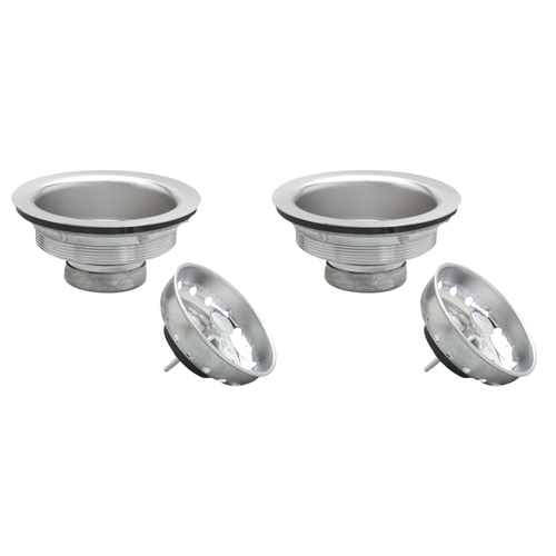 Basket Strainer with Fixed Post, Stainless Steel, For: 3-1/2 in Dia Opening Sink Pair Chrome