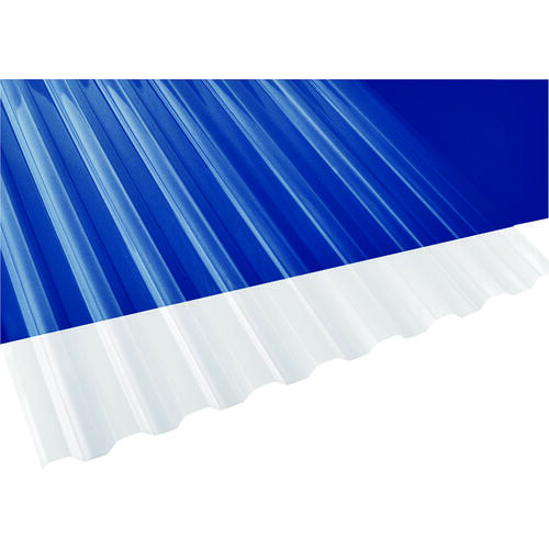 Corrugated Panel, 12 ft L, 26 in W, Greca 76 Profile, 0.032 Thick Material, PVC, Clear