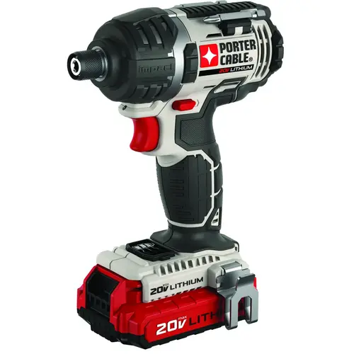 Impact Driver Kit, Battery Included, 20 V, 1.5 Ah, 1/4 in Drive, Hex Drive, 3100 ipm