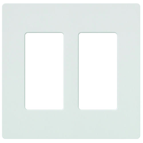 Lutron CW-2-WH Wallplate, 4.69 in L, 4-3/4 in W, 2 -Gang, Plastic, White, Gloss
