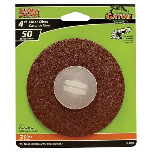 Fiber Disc 4" Aluminum Oxide Center Mount 50 Grit Coarse - pack of 5