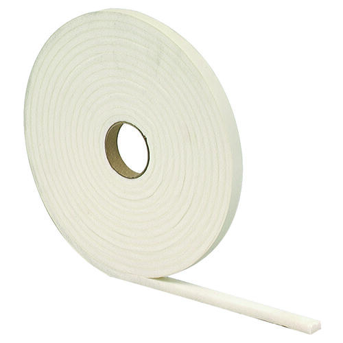 Foam Tape, 1/2 in W, 17 ft L, 1/4 in Thick, PVC, White