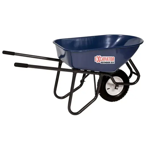 SEYMOUR 85730 S500 Industrial Excavator Wheelbarrow, Steel, 1-Wheel, Standard Knobby Tire Wheel, 16 in Wheel Blue