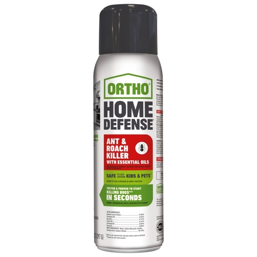 Home Defense Ant and Roach Killer, Liquid, Spray Application, 14 oz Aerosol Can White/Yellow