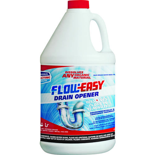 Flow-Easy FE128 Drain Opener, Liquid, Brown, 1 gal
