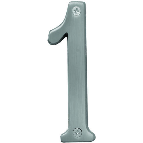 Prestige Series House Number, Character: 1, 4 in H Character, Nickel Character, Brass