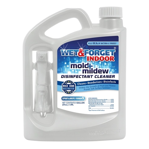 Wet & Forget 802064 Mold and Mildew Disinfectant Cleaner, 64 oz, Liquid, Bland, Clear