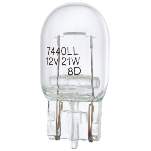 PEAK 7440LL-BPP Miniature Automotive Bulb, 13.5 V, 25 W, Incandescent Lamp, Wedge Base, Clear Light Pair