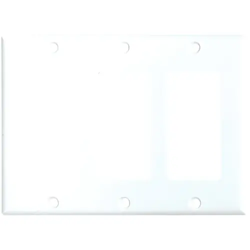 Wallplate, 4-1/2 in L, 3-3/8 in W, 3 -Gang, Thermoset, White, High-Gloss