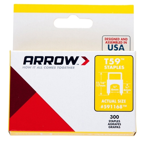 Cable Staple, 1/4 in L Leg, 1/4 in W Crown, Steel, Clear - pack of 300