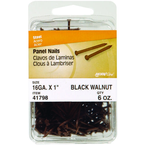 Panel Nail, 1-5/8 in L, Steel, Panel Head, Ring Shank, Walnut, 6 oz - pack of 5