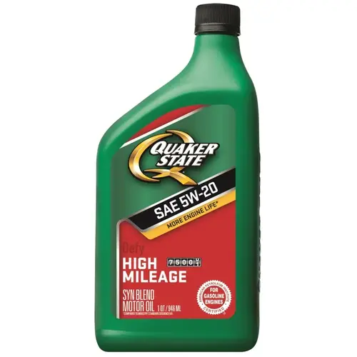 High-Mileage Motor Oil, 5W-20, 1 qt Bottle Amber