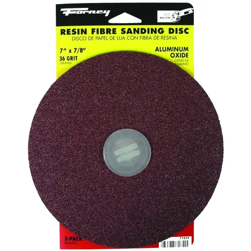 Sanding Disc, 7 in Dia, 7/8 in Arbor, Coated, 36 Grit, Extra Coarse, Aluminum Oxide Abrasive