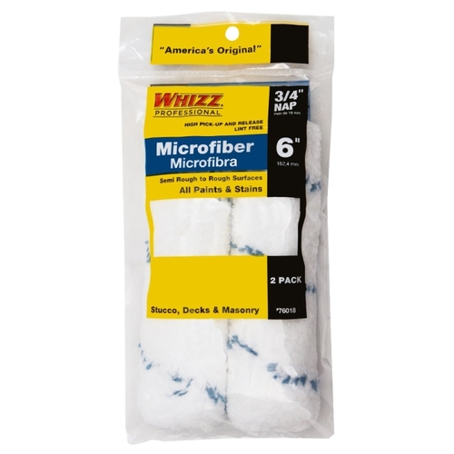 Whizz 76018 Mini Roller Cover, 3/4 in Thick Nap, 6 in L, Microfiber Cover - pack of 2