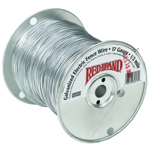 Electric Fence Wire, 17 ga Wire, Steel Conductor, 1/2 mile L Silver