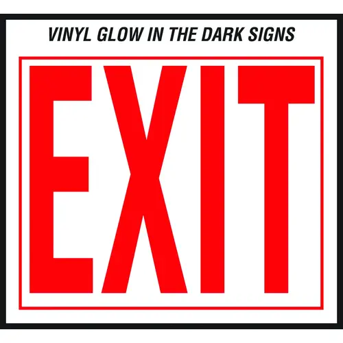 Safety Sign, Exit, Red Legend, Vinyl, 10 in W x 12 in H Dimensions - pack of 10