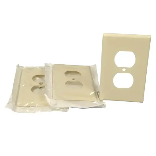 80503-T Receptacle Wallplate, 4-7/8 in L, 3-1/8 in W, Midway, 1 -Gang, Plastic, Light Almond