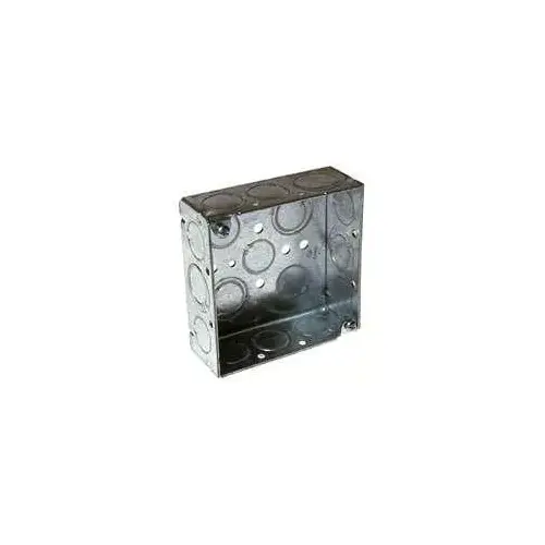 Outlet Box, 2 -Gang, 16 -Knockout, Steel, Gray, Ceiling Mounting