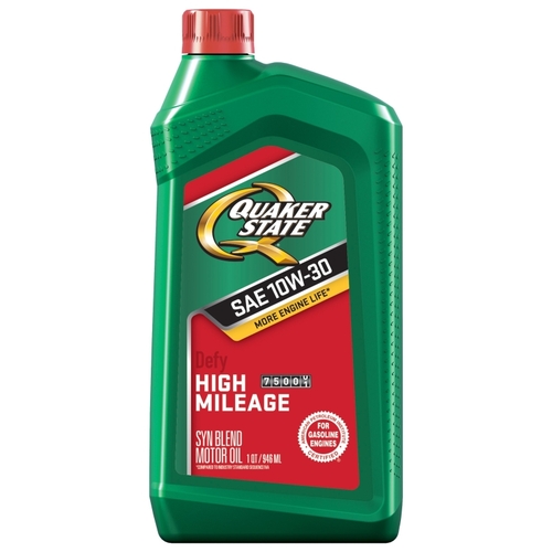 QUAKER STATE 550043280-XCP6 High-Mileage Motor Oil, 10W-30, 1 qt Bottle - pack of 6