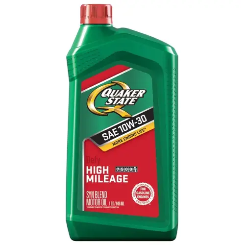 High-Mileage Motor Oil, 10W-30, 1 qt Bottle Amber