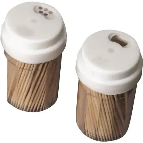 Toothpicks and Container 5.5" W X 3-1/2" L Brown/Clear Plastic/Wood Brown/Clear - pack of 3