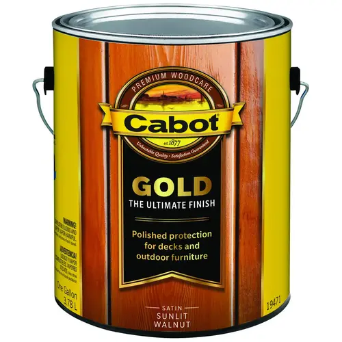 140.00.007 Exterior Stain, Gold Satin, Sunlit Walnut, Liquid, 1 gal, Can - pack of 4