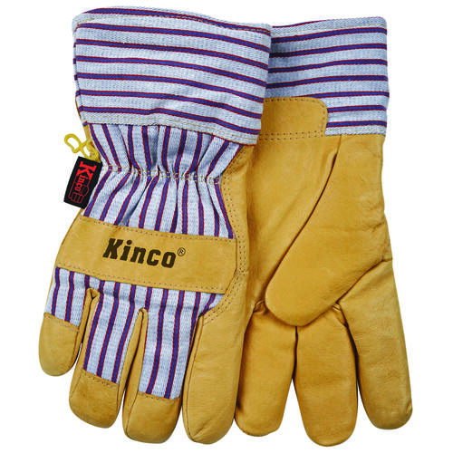 Protective Gloves with Safety Cuff, Wing Thumb, Blue/Gray/Yellow
