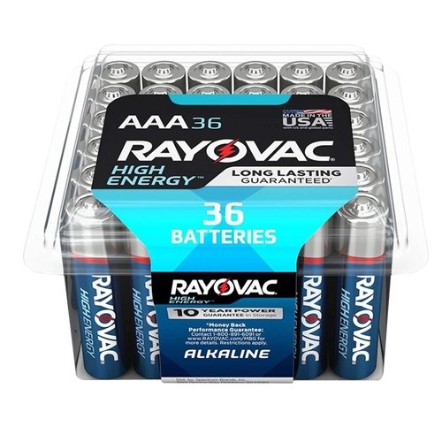 Rayovac 824-36PPK Battery, 1.5 V Battery, 1100 mAh, AAA Battery, Alkaline - pack of 36