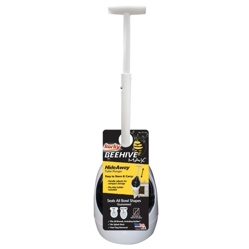 Korky 974A BEEHIVE Max Hideaway Toilet Plunger with Holder, 6 in Cup