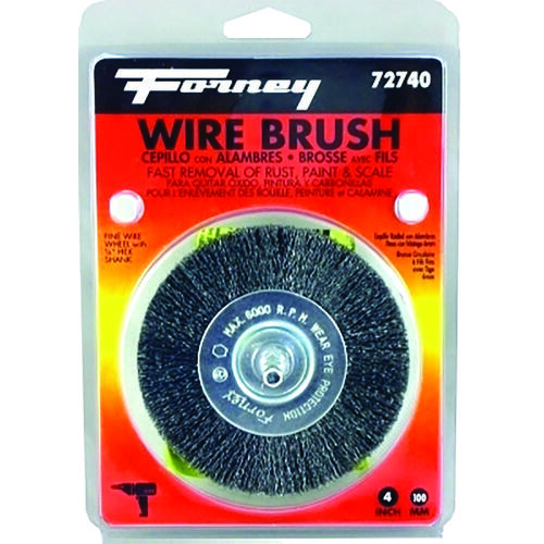 Forney 72740 Wire Wheel Brush, 4 in Dia, 0.008 in Dia Bristle