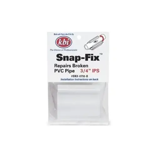KBI SNX Snap-Fix Pipe Repair Coupling, 1/2 in, Snap Lock, PVC, 150 psi Pressure