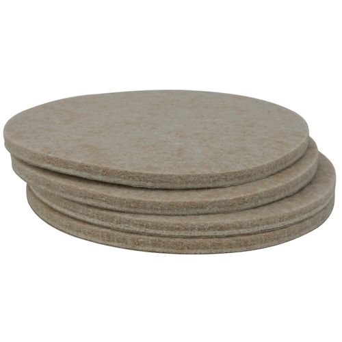 Protective Pad, Felt, 4 in Dia, Round Beige - pack of 4