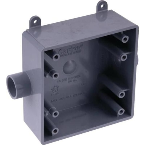 1/2" Switch Box, 2 -Gang, 2 -Outlet, PVC, Gray