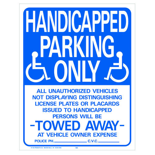 Parking Sign, Rectangular, Blue/White Legend, Blue/White Background, Plastic, 15 in W x 19 in H Dimensions - pack of 10