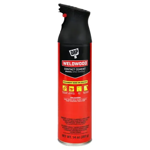 Weldwood Contact Cement Spray Adhesive, Solvent, Clear, 24 hr Curing, 14 oz Aerosol Can