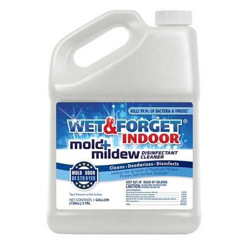 Wet & Forget 802128 Mold and Mildew Disinfectant Cleaner, 128 oz, Liquid, Bland, Clear