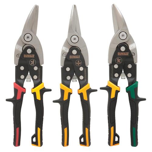 Aviation Snip Set, 2-3/4 in L Cut, Straight Cut, Steel Blade, Ergonomic Handle