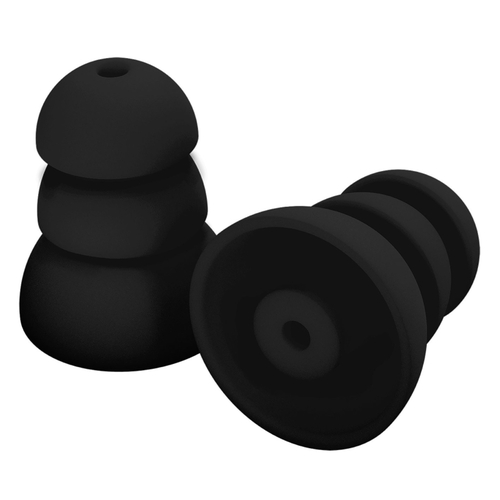 Plugfones PRP-SB10 ComforTiered Series Replacement Plugs, 26 dB NRR, Silicone Ear Plug, Black Ear Plug