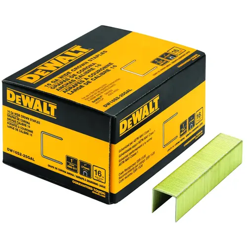 DEWALT DW16S2-25GAL Crown Staple, 1 in W Crown, 3/4 in L Leg, 16 ga Gauge, Galvanized - pack of 2000