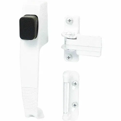 Pushbutton Latch, Aluminum, 1 to 1-1/4 in Thick Door White