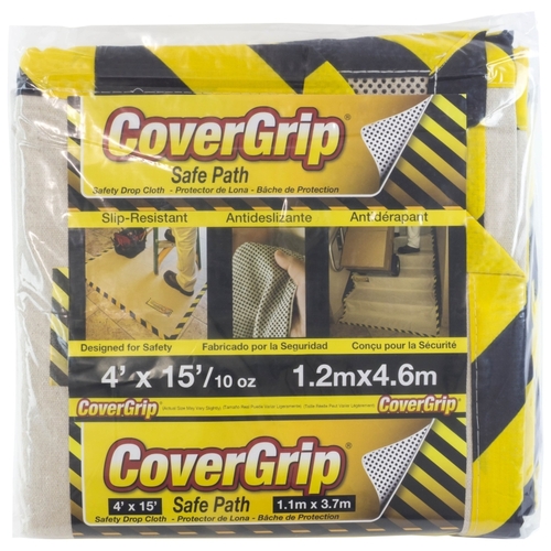 CoverGrip 41510 Drop Cloth 4 ft. W X 15 ft. L X 0.04 mil 10 oz Safety Canvas Ivory