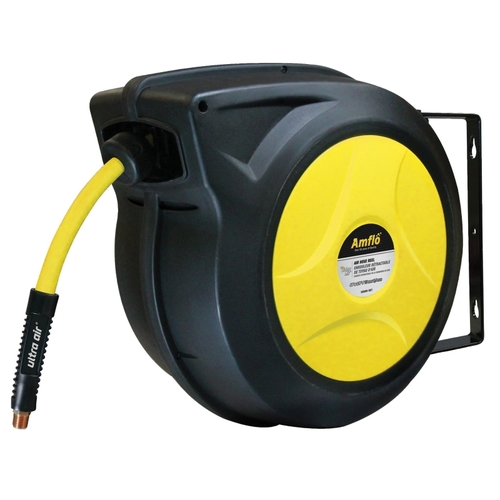 Amflo 588HR-RET Air Hose Reel, Automatic, Enclosed, Hybrid Polymer/Plastic, Yellow