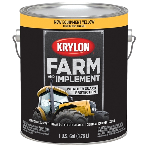 KRYLON K01974000-XCP4 Farm and Implement Paint, High-Gloss, New Equipment Cat Yellow, 1 gal - pack of 4