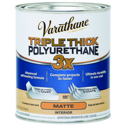 Triple Thick Polyurethane Transparent Matte Clear Water-Based Acrylic 1 qt Clear